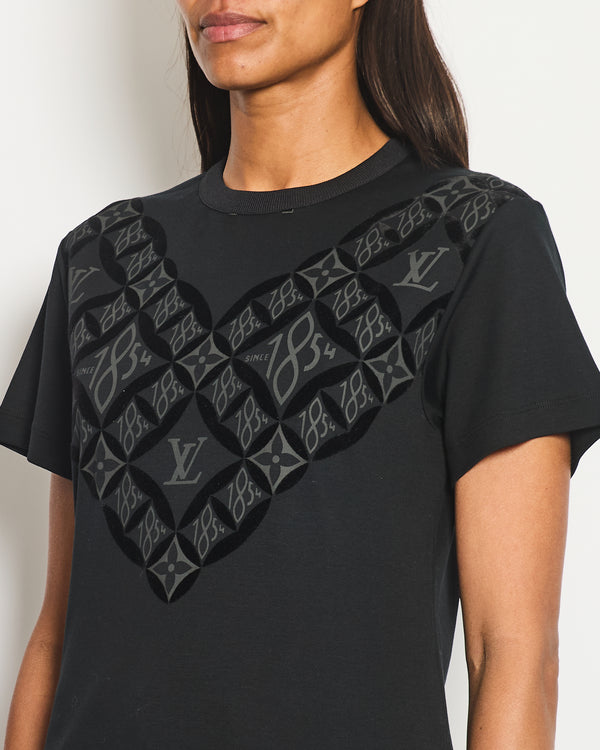 Louis Vuitton Black T-Shirt with Velvet Appliqué and Logo Details Size S (UK 8)