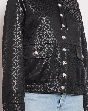 Chanel 2023 Coco Neige Black CC Logo Hooded Jacket with CC Crystal Buttons Detailing Size FR 42 (UK 14) RRP £3,630