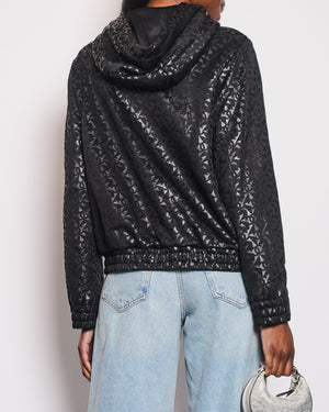Chanel 2023 Coco Neige Black CC Logo Hooded Jacket with CC Crystal Buttons Detailing Size FR 42 (UK 14) RRP £3,630