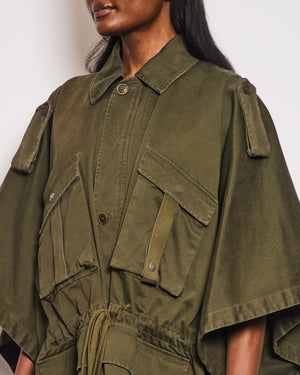 Saint Laurent Khaki Cape Jacket with Pocket Detail One size