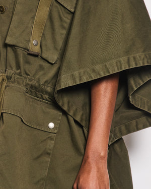Saint Laurent Khaki Cape Jacket with Pocket Detail One size
