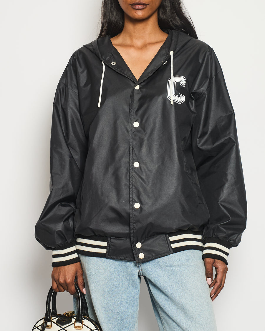 Céline Black and White Rain Jacket with Logo Details Size FR 38 (UK 10)