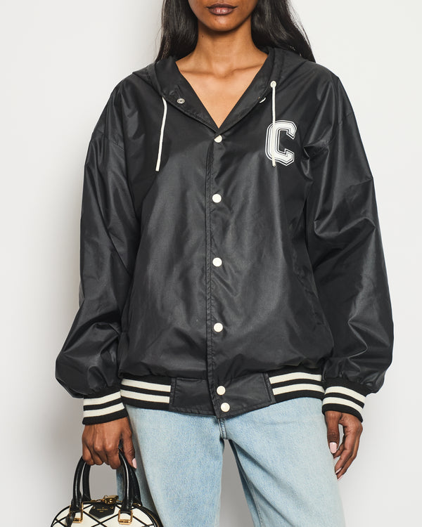 Céline Black and White Rain Jacket with Logo Details Size FR 38 (UK 10)