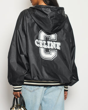 Céline Black and White Rain Jacket with Logo Details Size FR 38 (UK 10)
