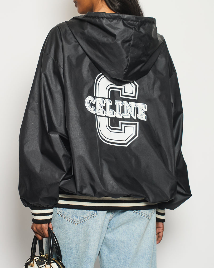 Céline Black and White Rain Jacket with Logo Details Size FR 38 (UK 10)