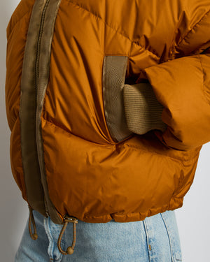Hermès Khaki, Brown Reversible Puffer Jacket with Patch Logo Detail Size FR 38 UK 10