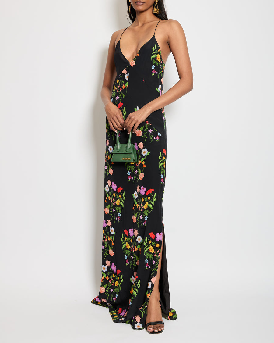 Borgo De Noir Black Floral Maxi Dress Size UK 6