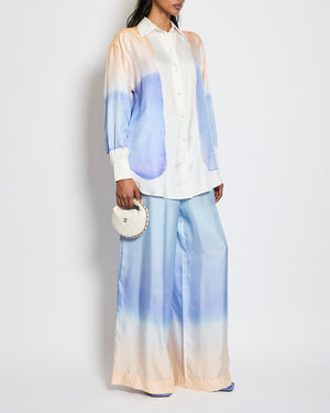 Zimmermann Ombre Blue, Pink & White Two-Piece Shirt and Trouser Set Size 0 (UK 8)