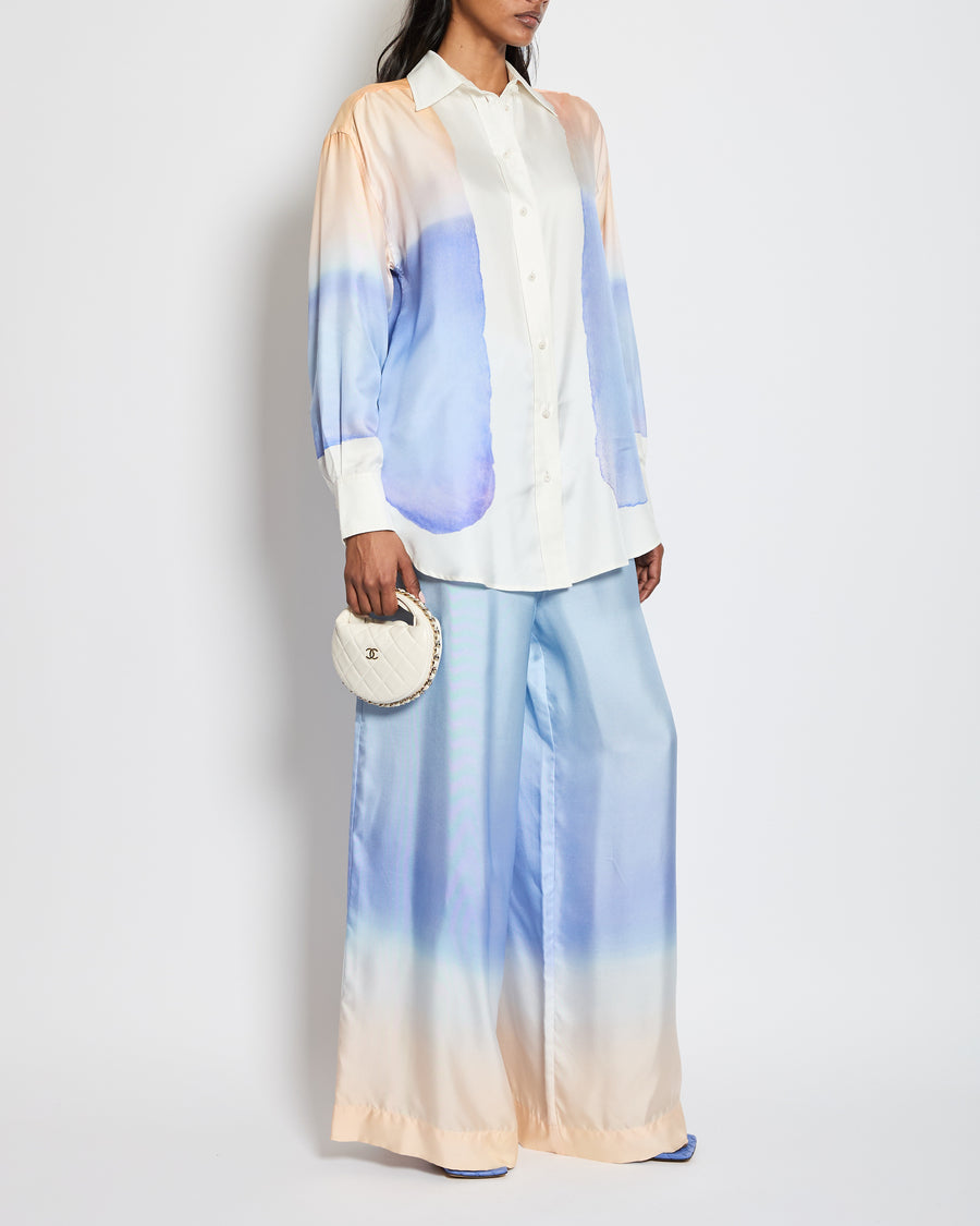 Zimmermann Ombre Blue, Pink & White Two-Piece Shirt and Trouser Set Size 0 (UK 8)