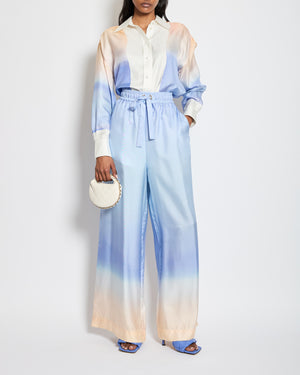 Zimmermann Ombre Blue, Pink & White Two-Piece Shirt and Trouser Set Size 0 (UK 8)