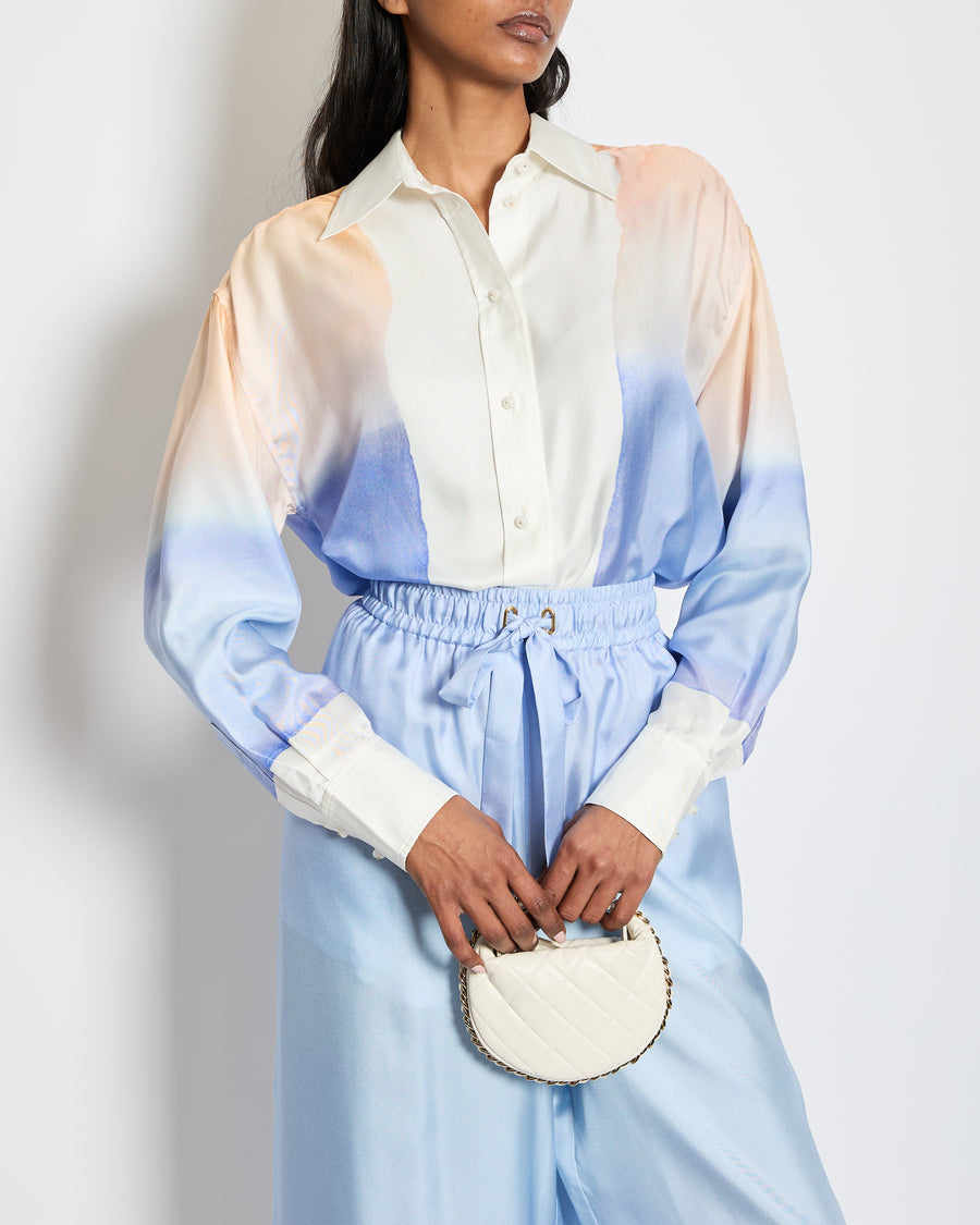 Zimmermann Ombre Blue, Pink & White Two-Piece Shirt and Trouser Set Size 0 (UK 8)