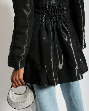 Chanel 00A Shine Effect Black Blazer Jacket With Black CC Button Detail FR 36 (UK 8)