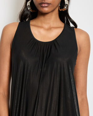 Chanel Metallic Black Mini Dress With Silver CC Logo Detail Size FR 40 (UK 12)