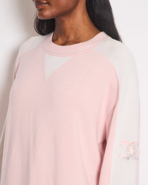 Chanel 24/C Pink Long Line Jumper with CC Arm Sequin Detail Size FR 36 (UK 8) RRP £3100