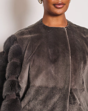 Exclusive M Grey Sheared Mink Jacket with Cropped Sleeve Detail Size IT 44 (UK 12)