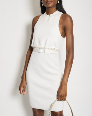 Hermès White Knitted Sleeveless Midi Dress with Waist String Details Size FR 36 (UK 8)