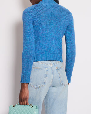 Chanel Blue Wool Jumper With Scarf Tie and Sparkle Detail Size FR 38 (UK 10)