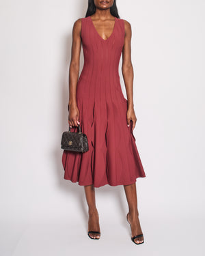 Alaïa Rust Brown Sleeveless Midi A-Line Dress with Appliqué Detail Size FR 40 (UK 12)