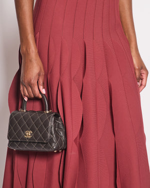 Alaïa Rust Brown Sleeveless Midi A-Line Dress with Appliqué Detail Size FR 40 (UK 12)