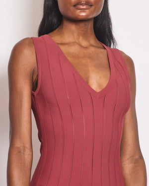 Alaïa Rust Brown Sleeveless Midi A-Line Dress with Appliqué Detail Size FR 40 (UK 12)