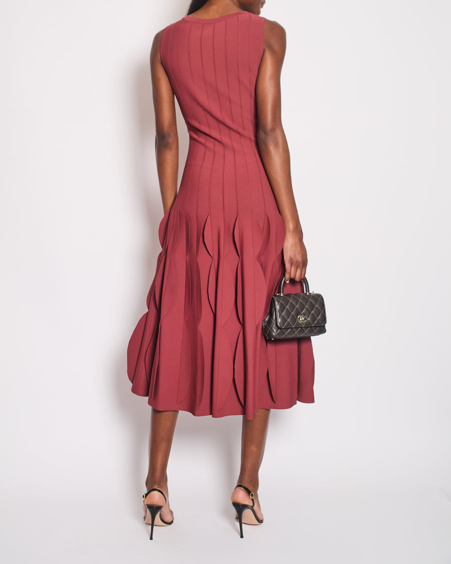 Alaïa Rust Brown Sleeveless Midi A-Line Dress with Appliqué Detail Size FR 40 (UK 12)