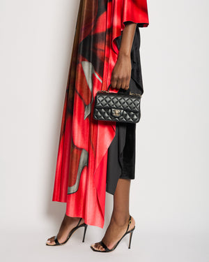 Loewe Black and Red Velvet Draped Maxi Dress with Body Print Size IT 38 (UK 6)