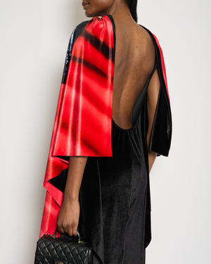 Loewe Black and Red Velvet Draped Maxi Dress with Body Print Size IT 38 (UK 6)