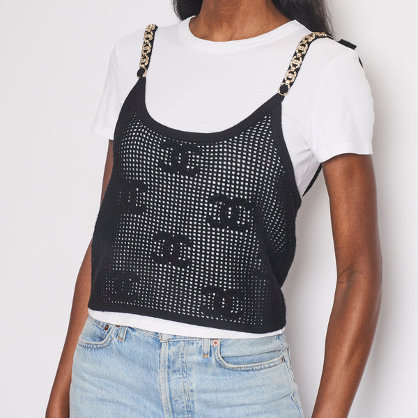 CHANEL2022ss美品ニット CHANEL シャネル クロップドニット レディース36 ピンク