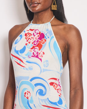 Chanel White and Multicolour Mini Beach Dress with Camelia Prints Size FR 36 (UK 8)