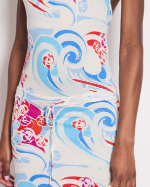 Chanel White and Multicolour Mini Beach Dress with Camelia Prints Size FR 36 (UK 8)