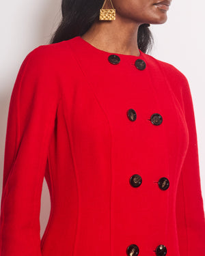 Christian Dior Red Collarless Double Breasted Coat with Pocket Detail Size FR 40 (UK 12)