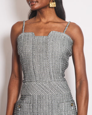 Chanel 14/C Navy Strap Tweed Midi Dress with Pocket Detail Size FR 40 (UK 12) RRP £2,200