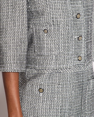 Chanel 14/C Navy Tweed Collarless Button Down Jacket Size FR 38 (UK 10)