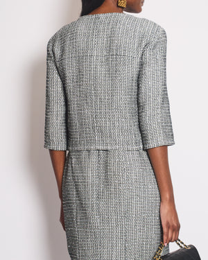 Chanel 14/C Navy Tweed Collarless Button Down Jacket Size FR 38 (UK 10)