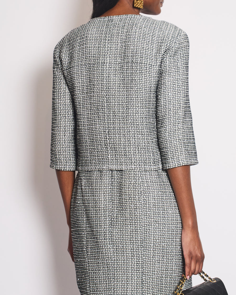 Chanel 14/C Navy Tweed Collarless Button Down Jacket Size FR 38 (UK 10)