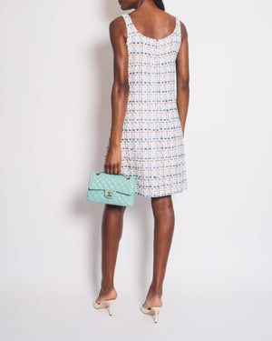 Chanel 2018 Blue Fantasy Tweed Strap Midi Dress with Pocket and CC Button Detail Size FR 36 (UK 8) RRP £2550
