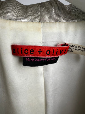 Alice and Olivia Silver Cropped Blazer Size M (UK 10)