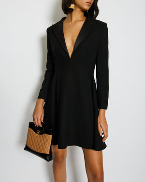 Saint Laurent Black Long Sleeve Tailored Low Cut Mini Dress Size FR 38 Sellier Saint Laurent Black Long Sleeve Tailored Low Cut Mini Dress Size FR 38 Sellier
