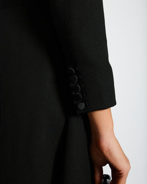 Saint Laurent Black Long Sleeve Tailored Low Cut Mini Dress Size FR 38 (UK 10)