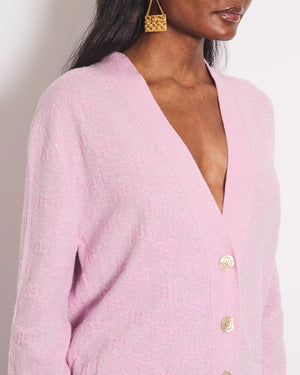 Gucci Pink GG Metallic Print Button Down Cardigan Size IT 38 (UK 6)