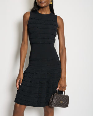 Christian Dior Black Sleeveless Knitted Midi Dress with Frill Detail FR 34 (UK 6)