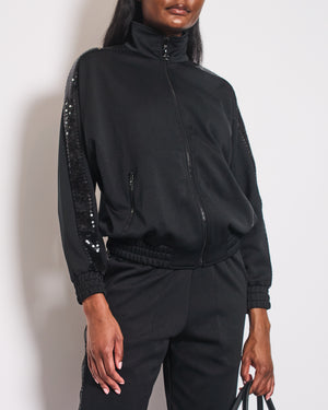 Celine Black Sequin Tracksuit Set with Matching Shorts Size FR 34 (UK 6)