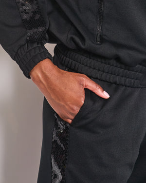 Celine Black Sequin Tracksuit Set with Matching Shorts Size FR 34 (UK 6)