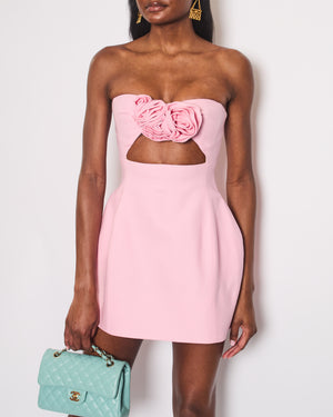 Magda Butrym Pink Cut-Out Mini Dress with Floral and Pocket Detail Size FR 34 (UK 6)