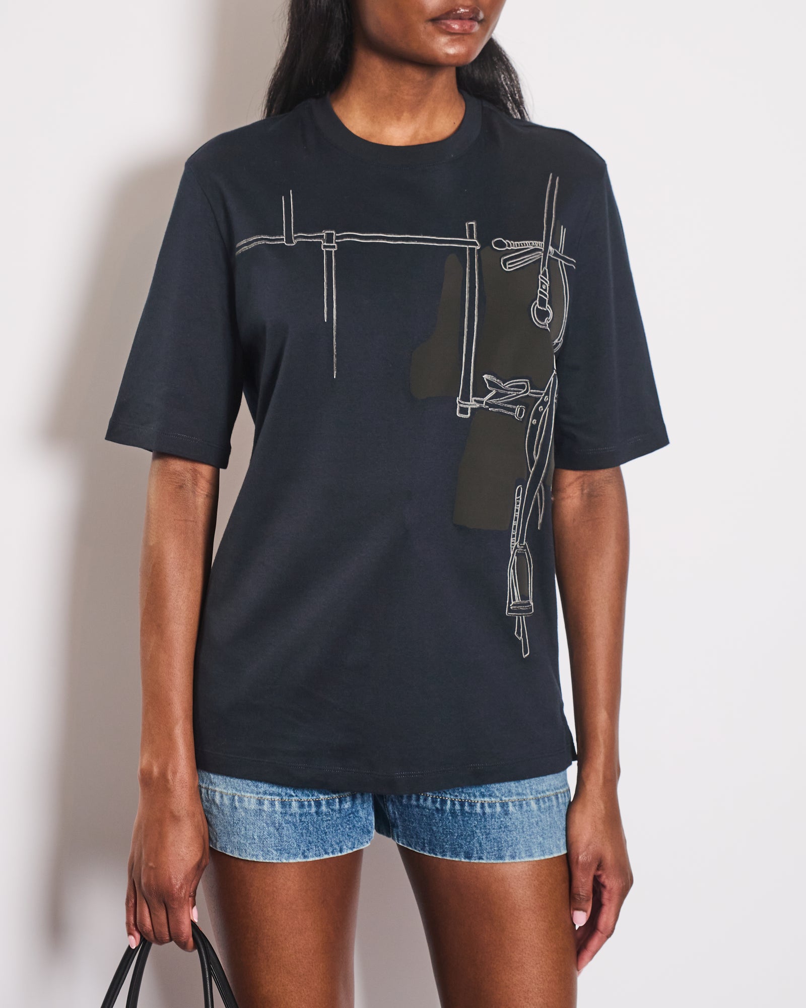 【シンプル/お洒落】HERMES Tシャツ Harnais en Gouache 3D t-shirt-with-h3d-embroidery--