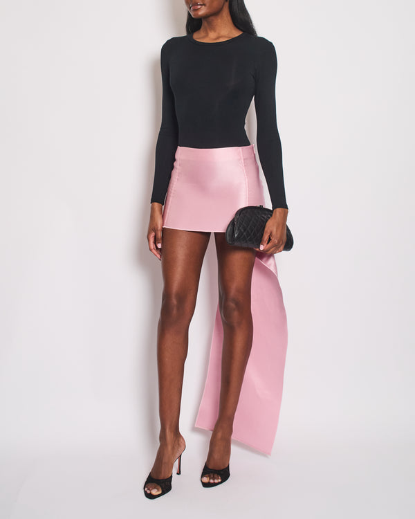 Prada Pink Silk Mini Skirt with Train Detail Size IT 38 (UK 6)