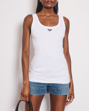 Prada White Logo Plaque Vest Top Size IT 36 (UK 4) RRP £720