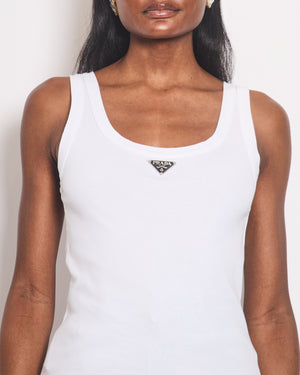 Prada White Logo Plaque Vest Top Size IT 36 (UK 4) RRP £720
