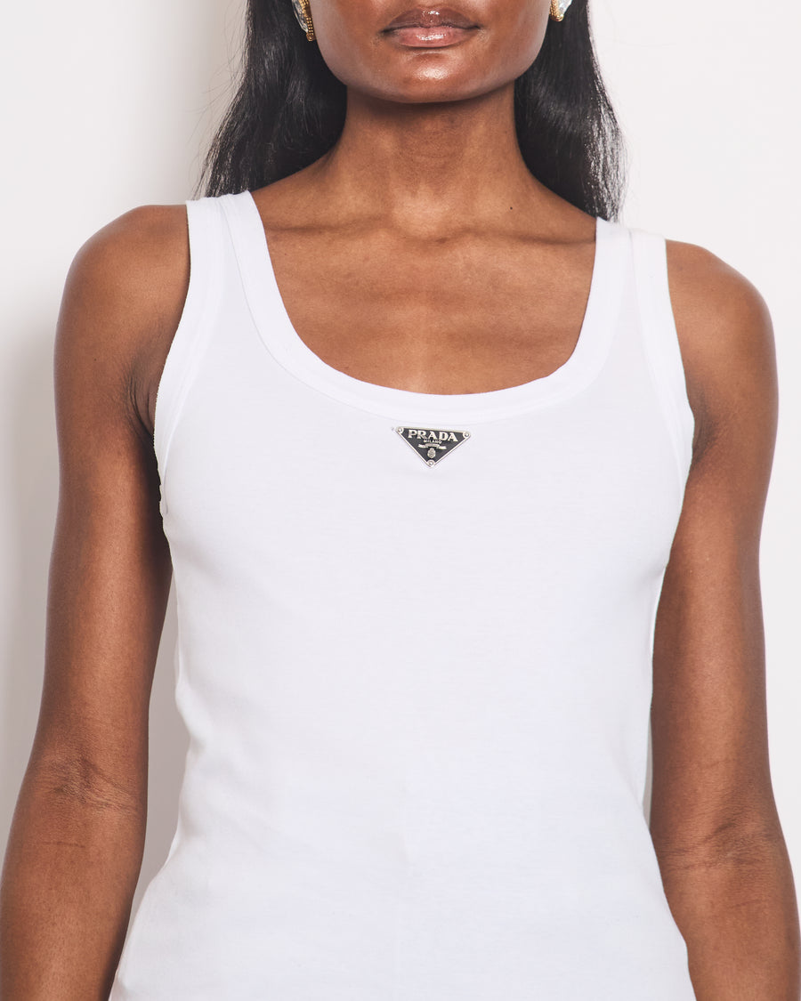 Prada White Logo Plaque Vest Top Size IT 36 (UK 4) RRP £720