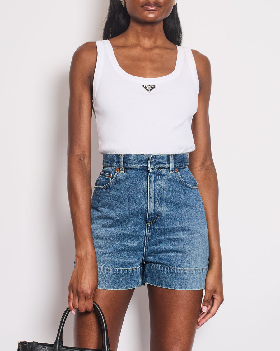 Prada White Logo Plaque Vest Top Size IT 36 (UK 4) RRP £720